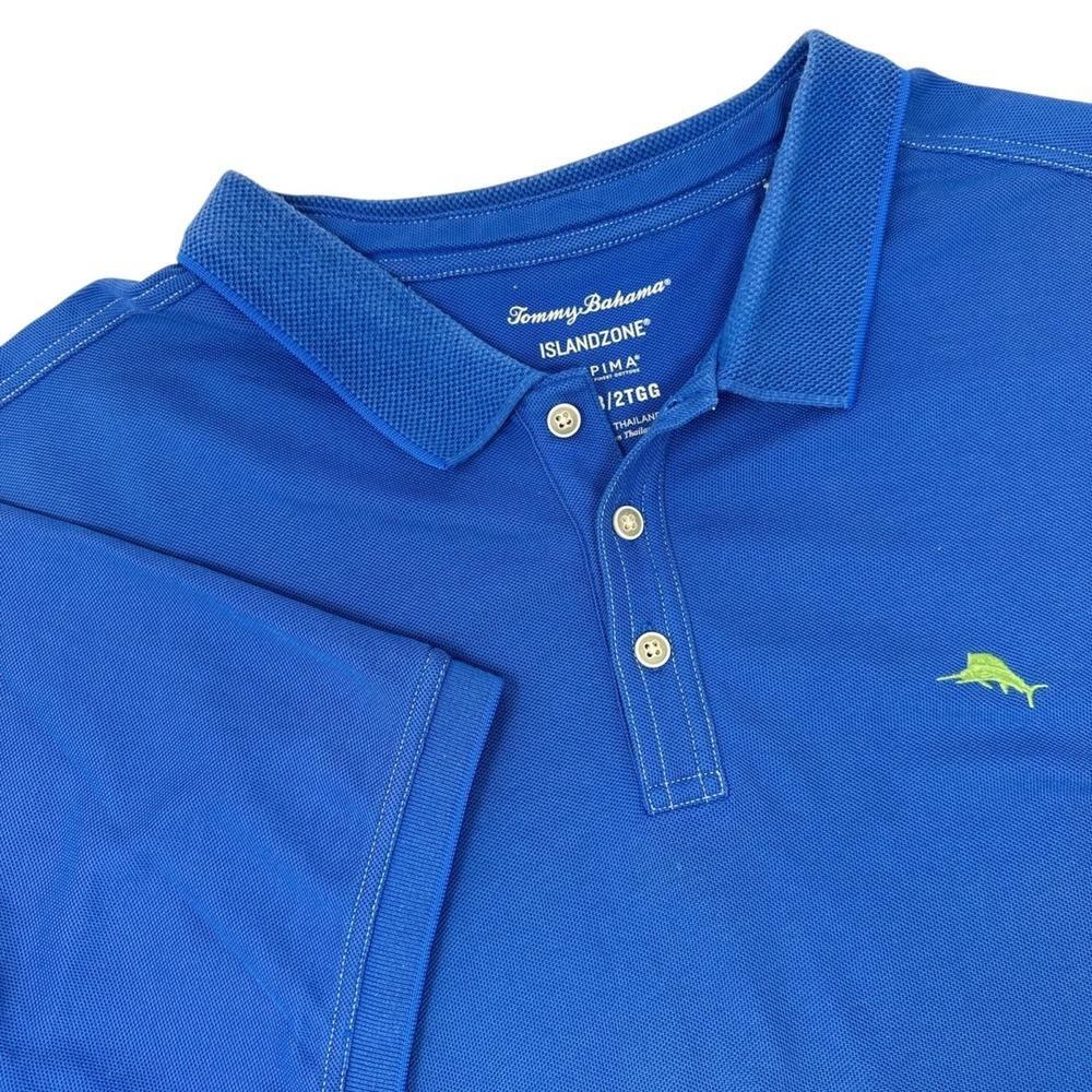 TOMMY BAHAMA Men's Blue Short Sleeve Islandzone Polo Shirt Supima Cotton 2XLB - Picture 1 of 11